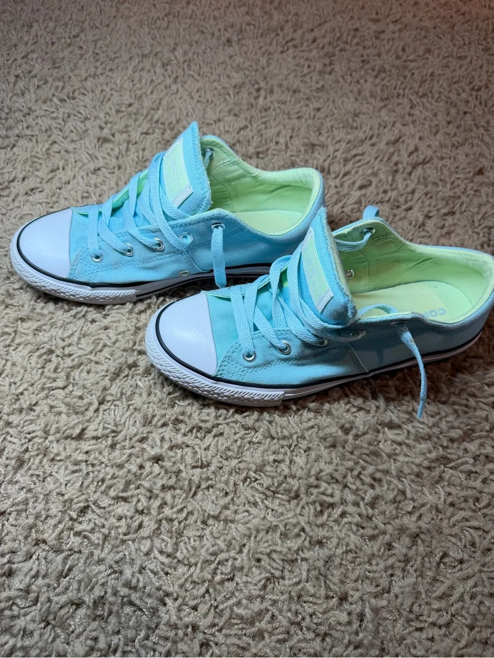 Converse Kids Mint Blue Canvas Low-Top Sneakers